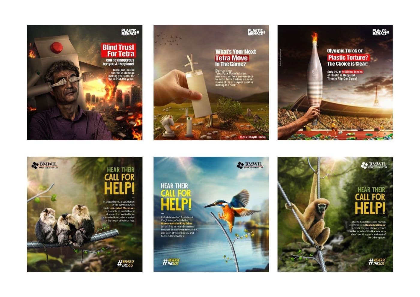 An awareness campaign social series using single strong images with short headlines
