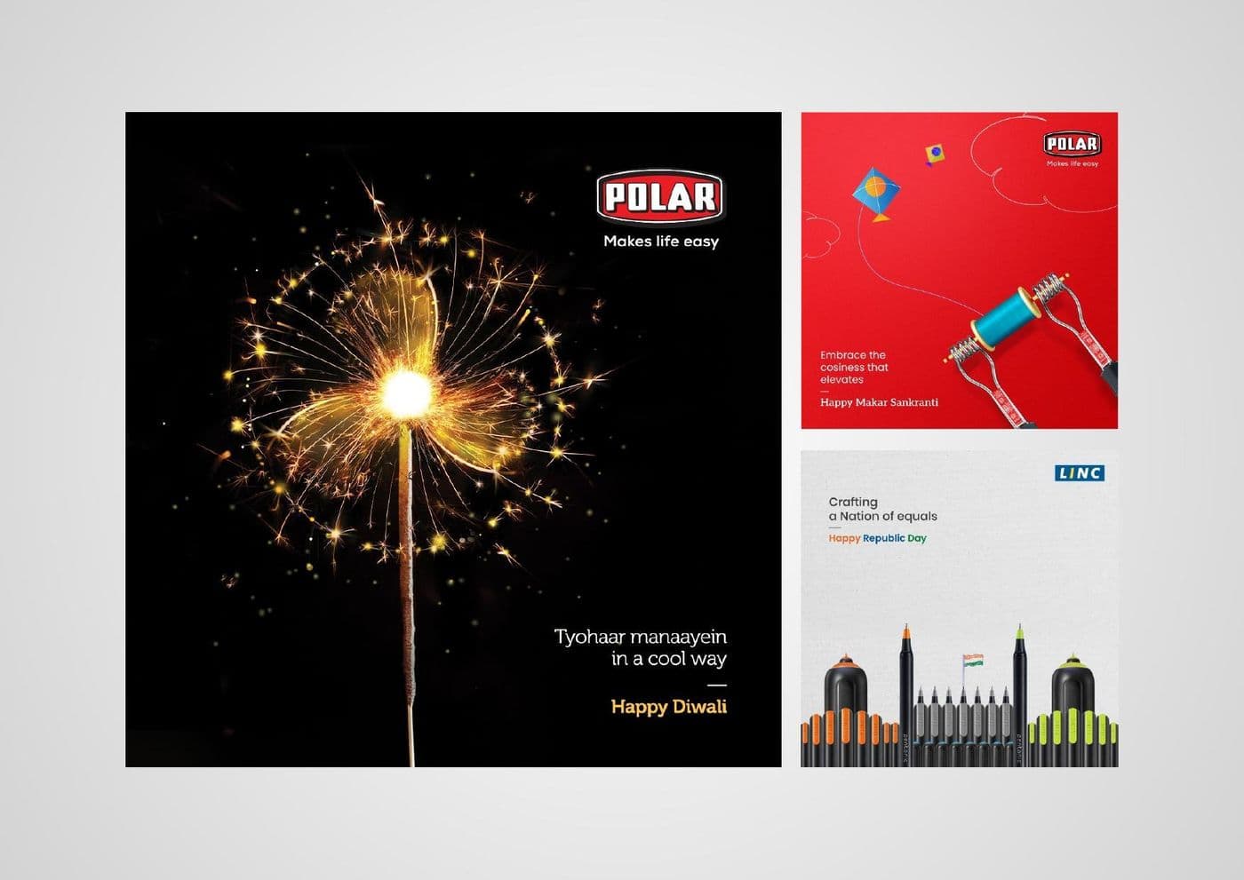 Polar Diwali campaign artwork built around a long-exposure sparkler photograph